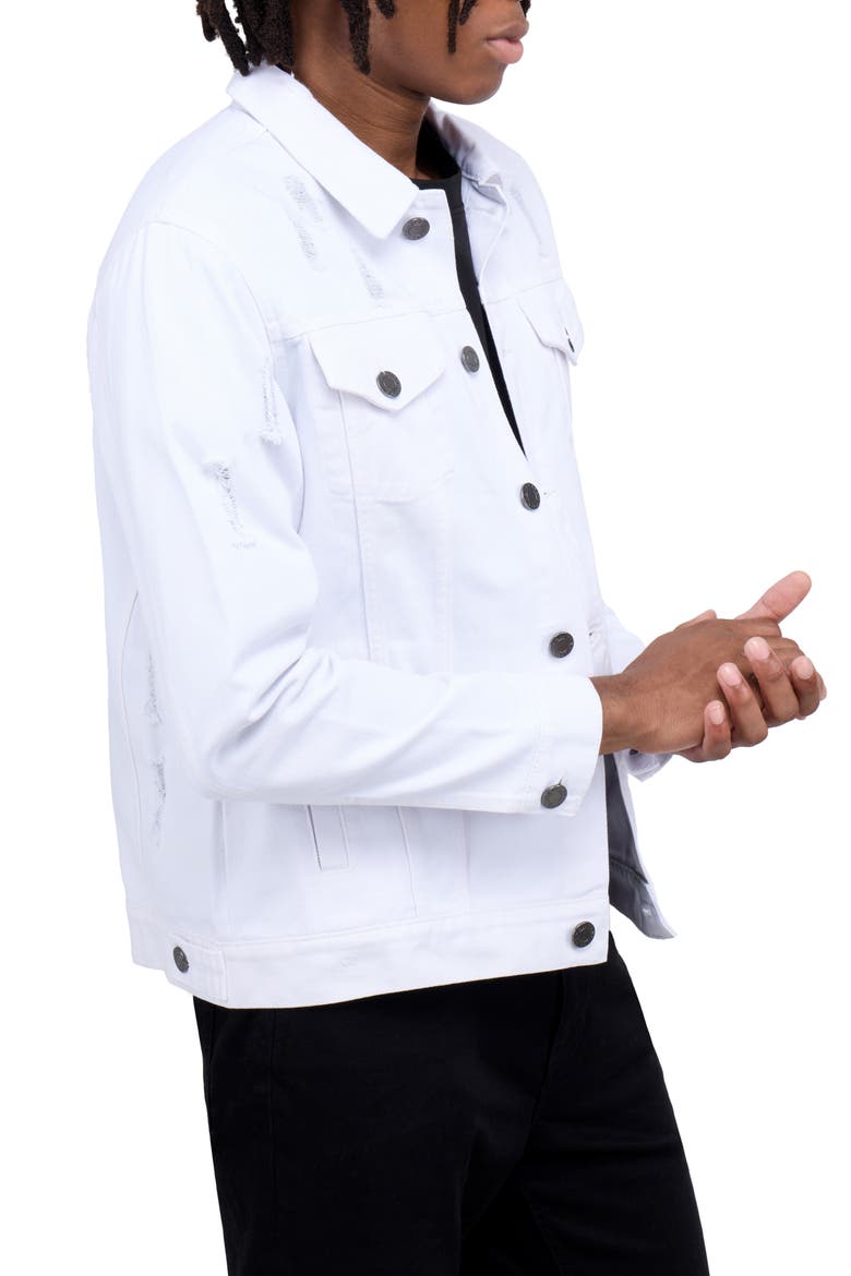 Slim Washed Denim Jacket, Alternate, color, WHITE