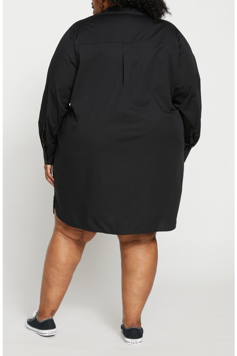 Rubicon Long Sleeve Stretch Cotton Poplin Shirtdress, Alternate, color, BLACK