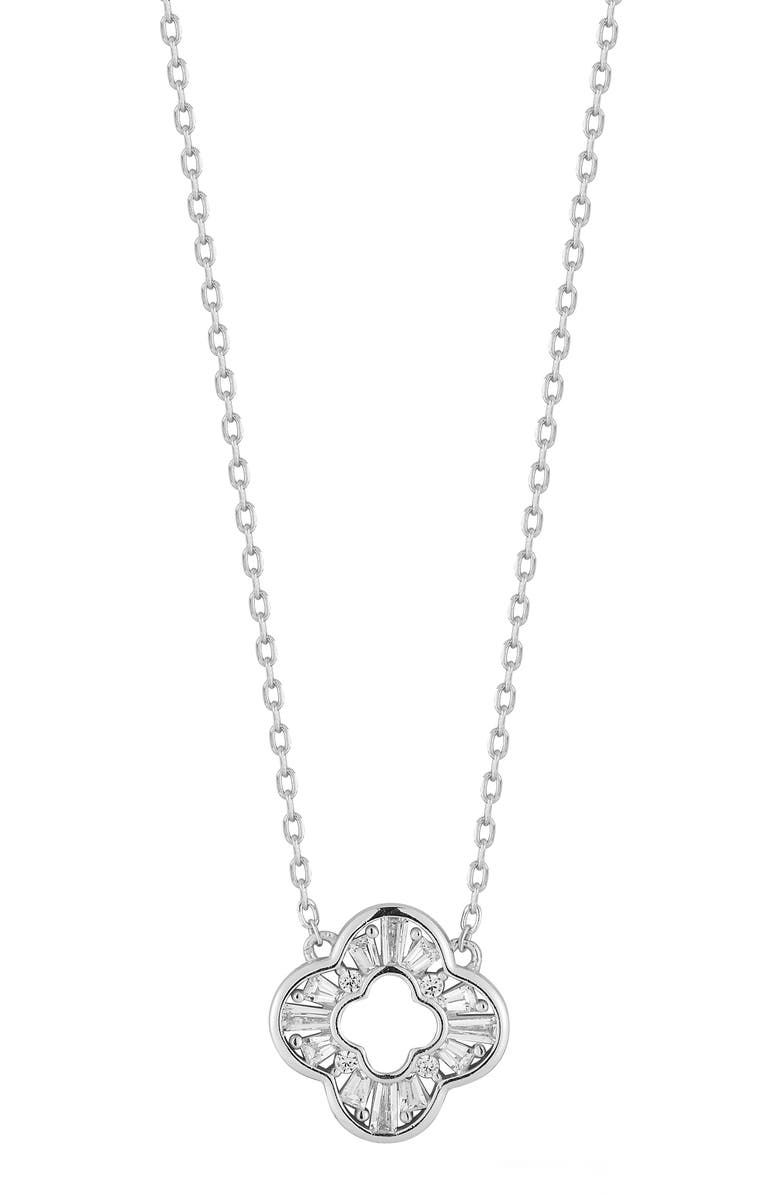 GLAZE JEWELRY Clover Pendant Necklace, Main, color, Silver