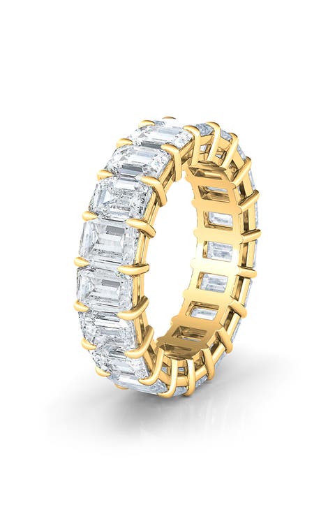 Emerald Cut Lab Created Diamond 18K Gold Eternity Band