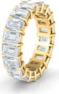 HauteCarat Emerald Cut Lab Created Diamond 18K Gold Eternity Band