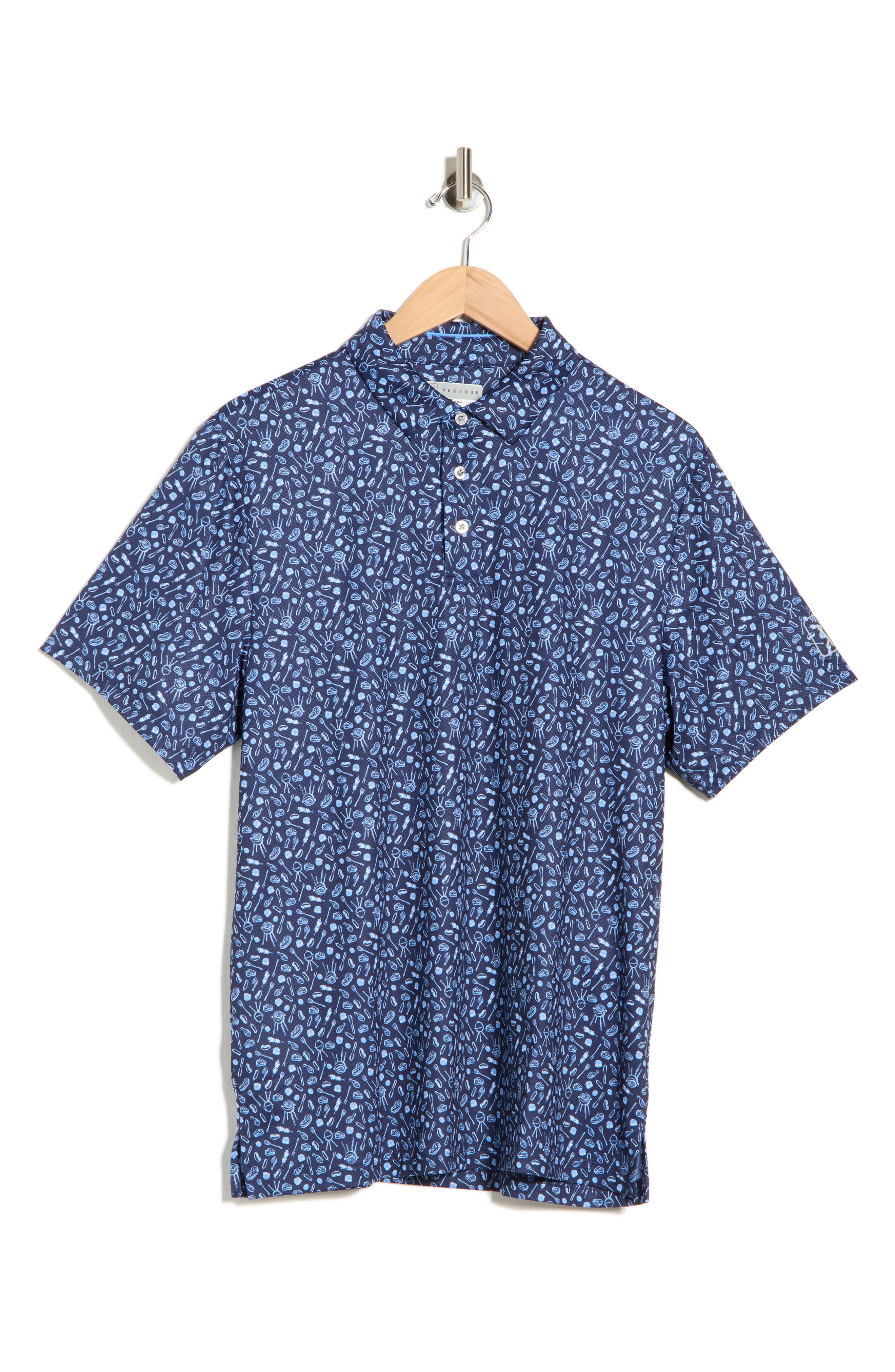PGA TOUR Short Sleeve BBQ Printed Polo