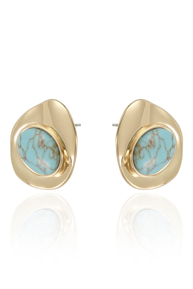 Synthetic Stone Stud Earrings, Alternate, color, TURQUOISE