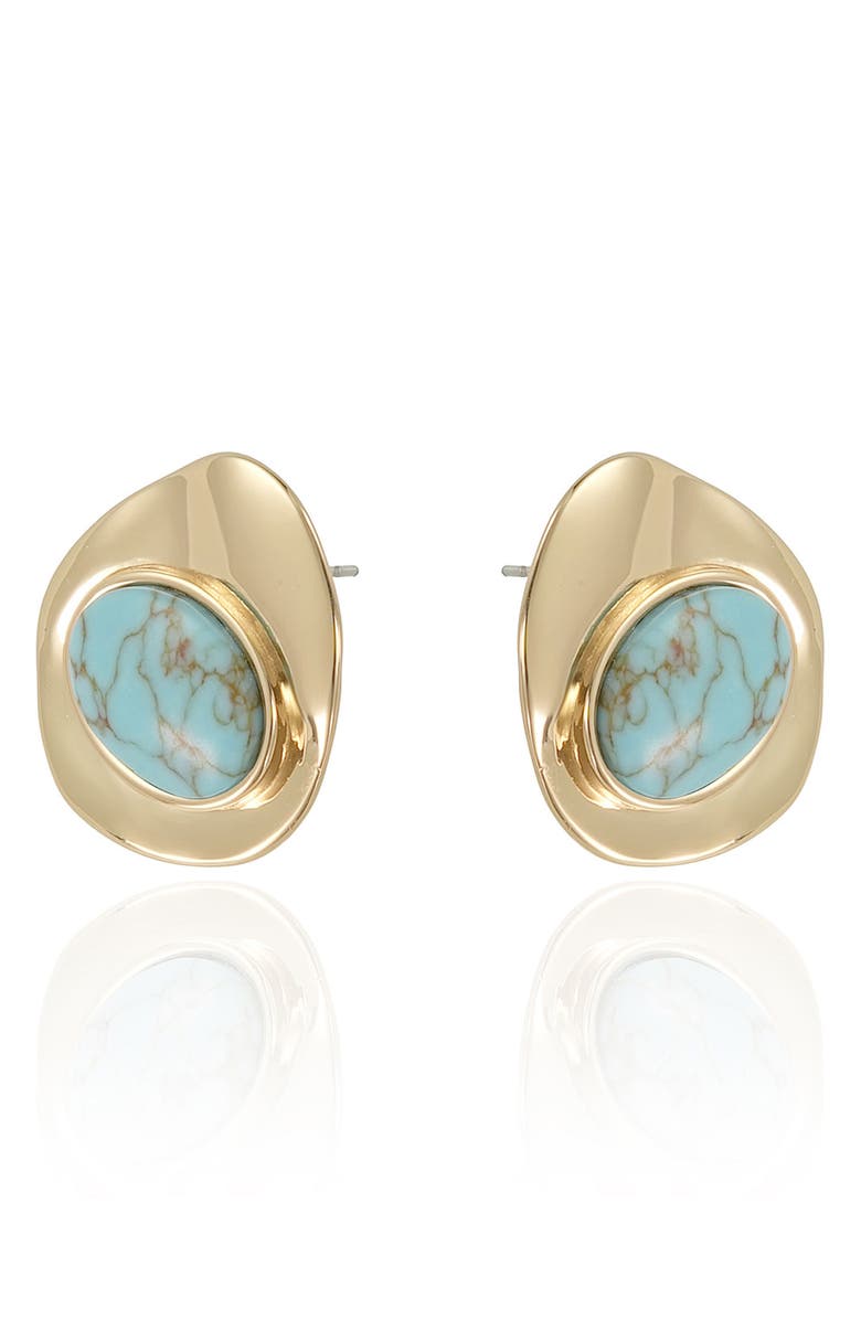 Ettika Synthetic Stone Stud Earrings, Alternate, color, Turquoise