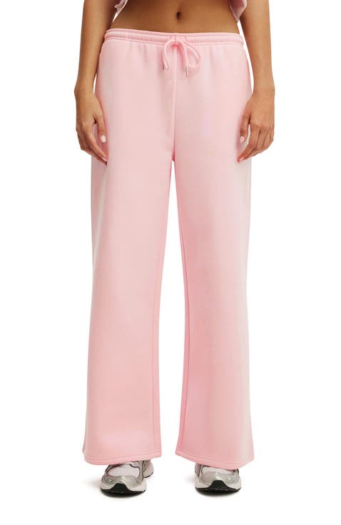 Women's Active Plush Tie Waist Wide Leg Sweatpant