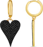 SHYMI Pavé Heart Drop Huggie Hoop Earrings