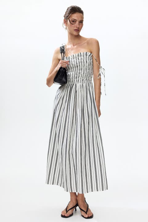 Smocked-bodice tie-strap dress