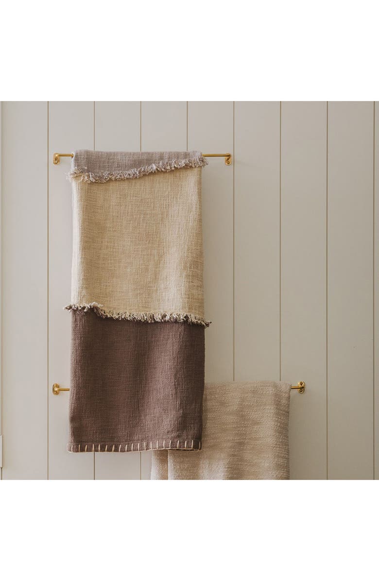CRANE HOME Stitchscape Fringe Throw Blanket, Alternate, color, Brown
