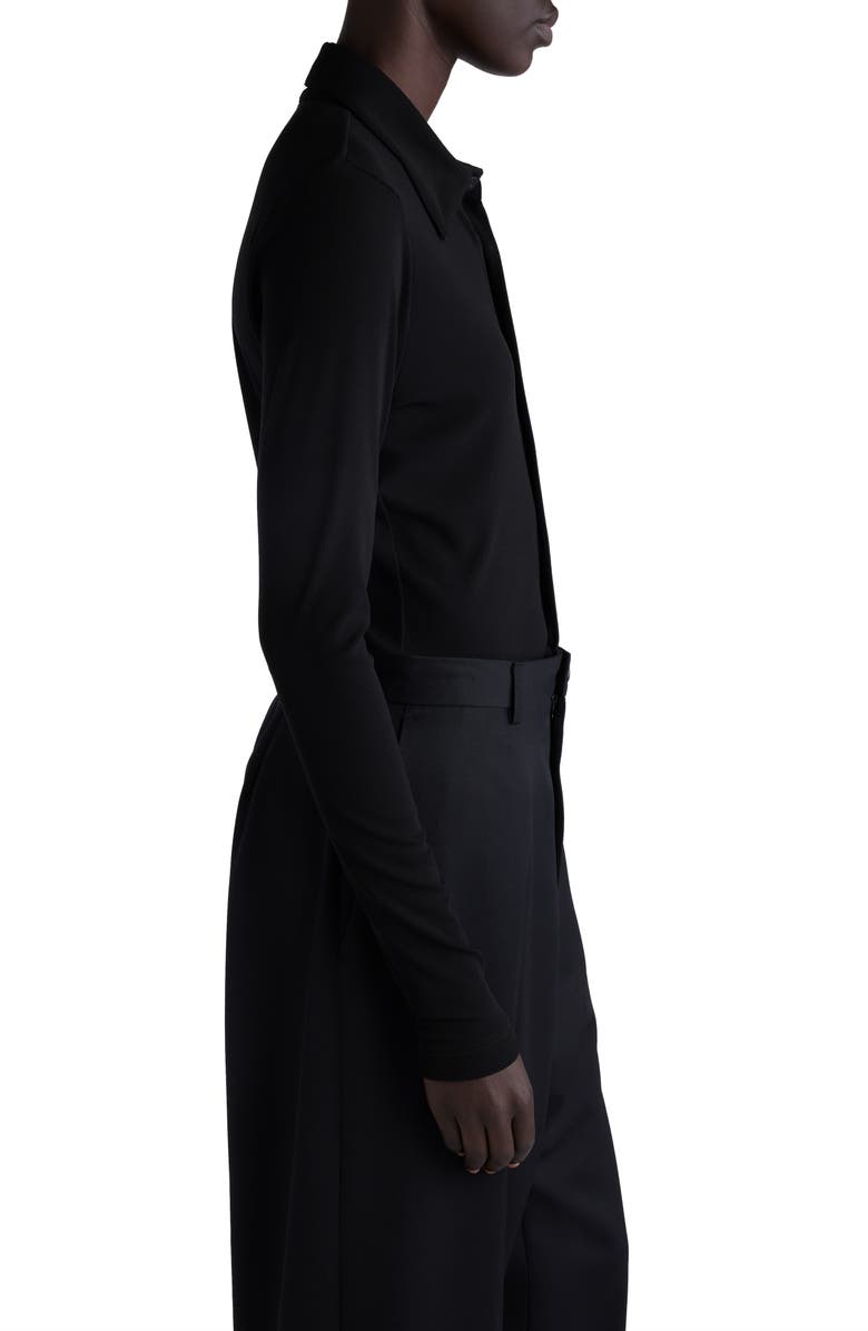 Balenciaga Rib Button-Up Shirt, Alternate, color, 