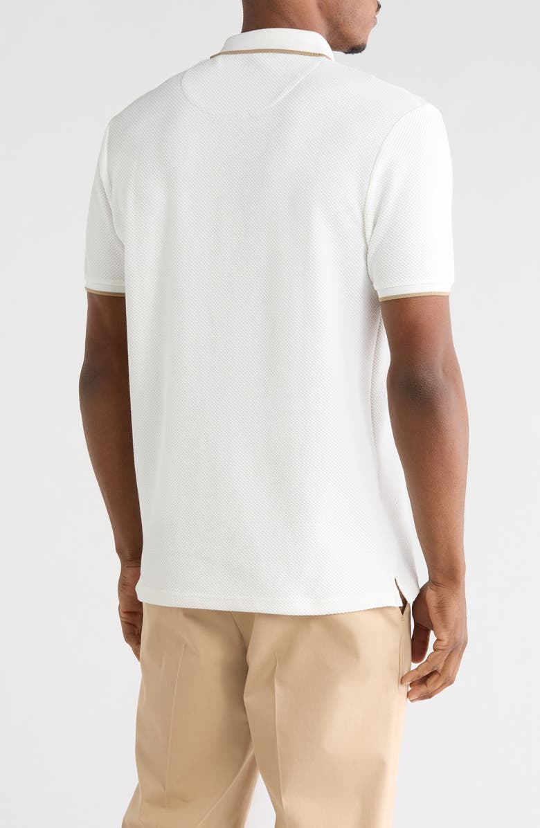 DENIM AND FLOWER Textured Quarter Zip Polo, Alternate, color, White