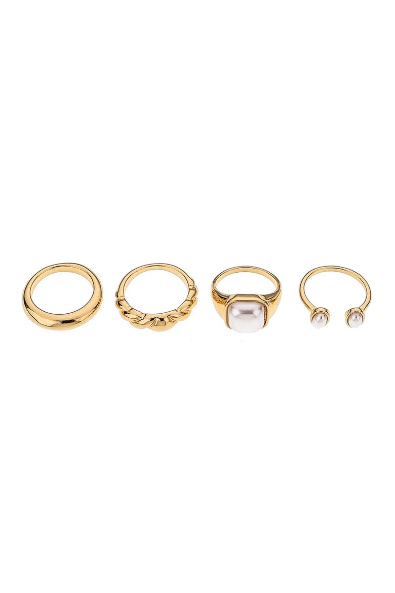 Set of 4 Ultimate Babe Ring Set, Main, color, GOLD/PEARL
