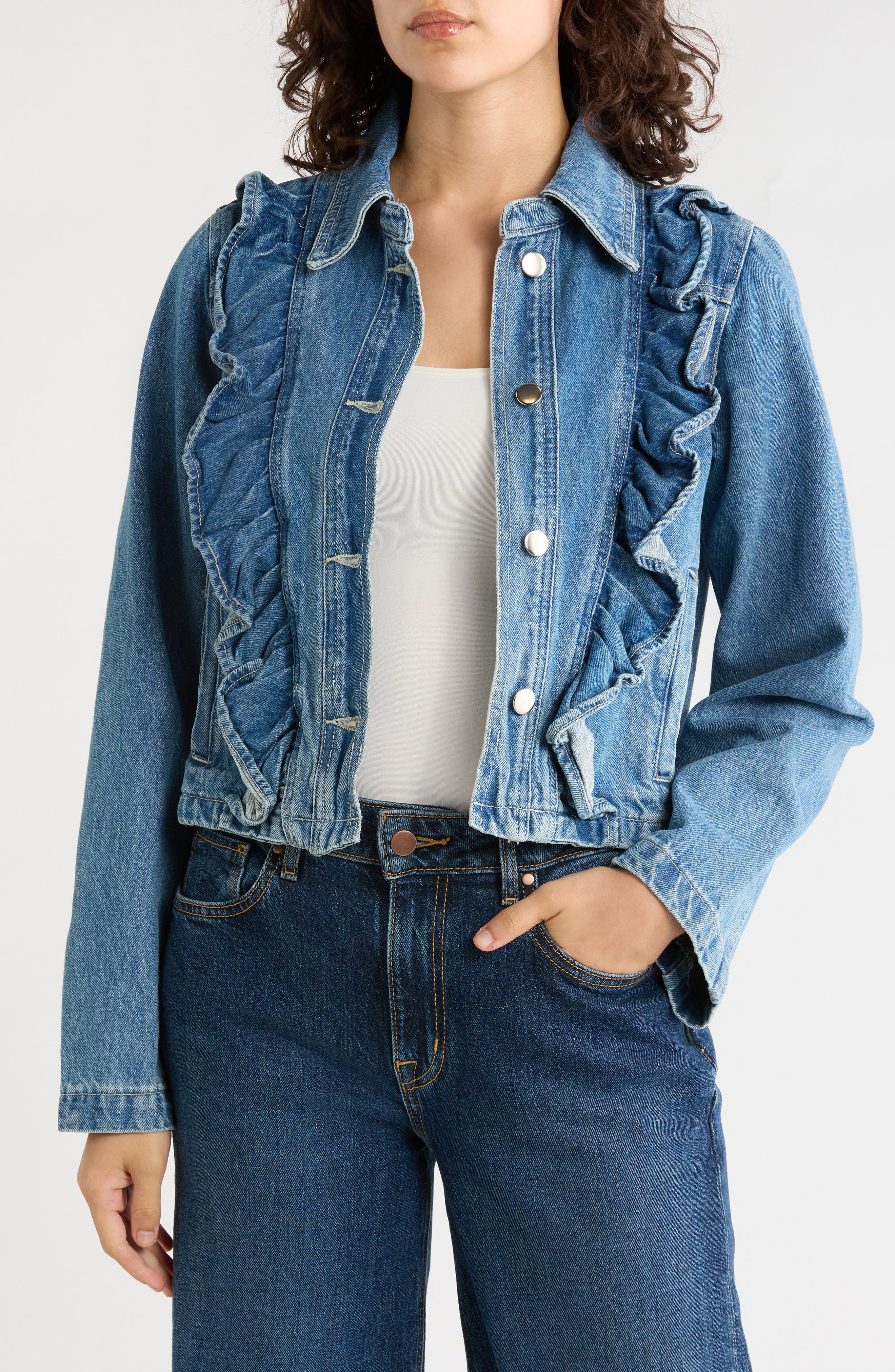 Ruffle Denim Jacket