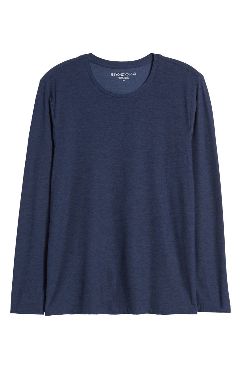 Beyond Yoga Featherweight Always Beyond Long Sleeve Performance T-Shirt, Alternate, color, Nocturnal Navy