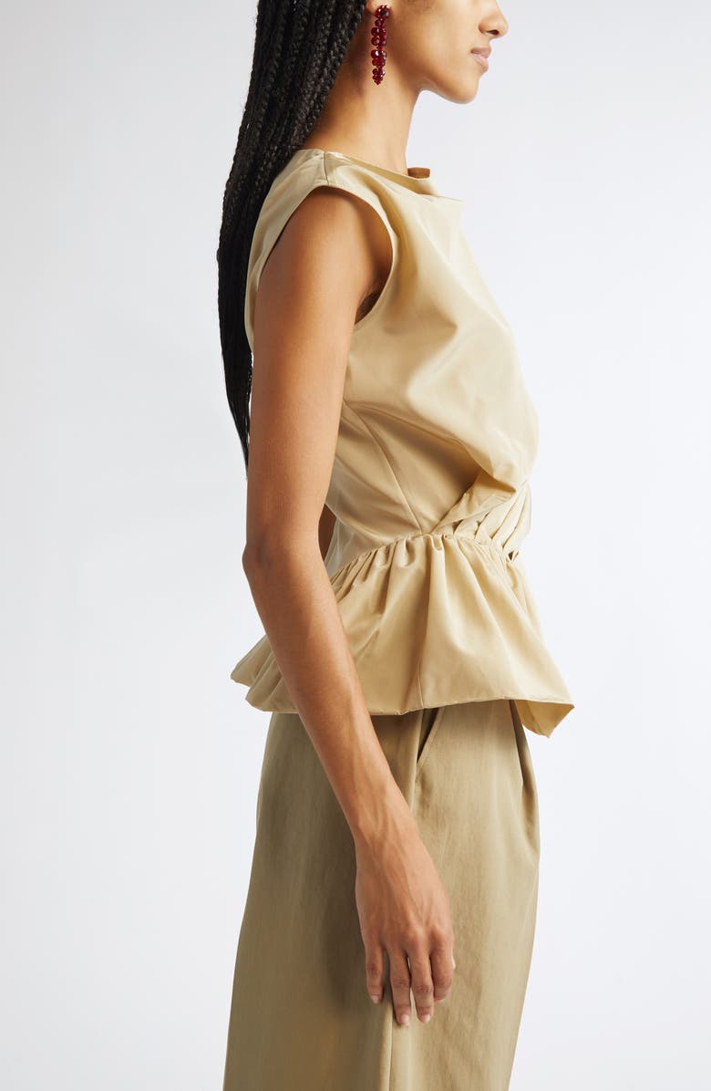 Draped Bind Taffeta Peplum Top