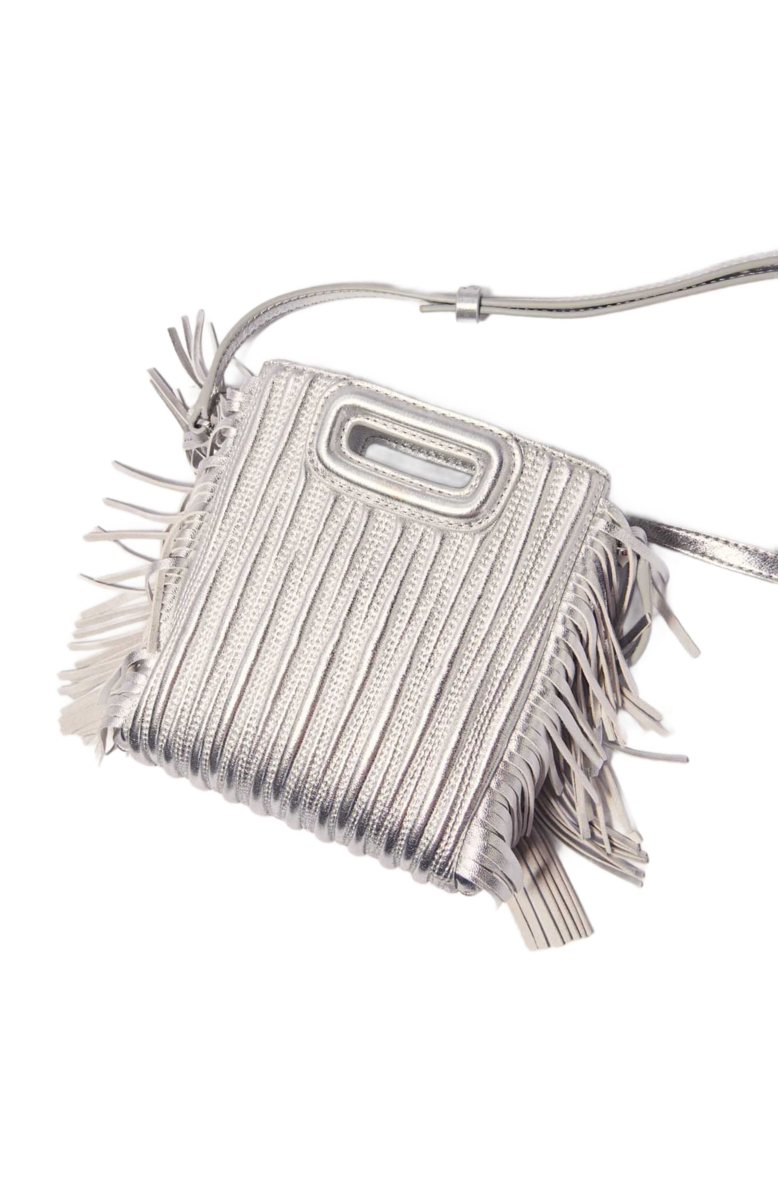 maje Metallic quilted leather M Mini bag, Alternate, color, 