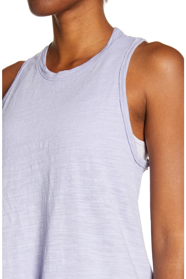 Shirred Back Tank Top, Alternate, color, BLUE THISTLE