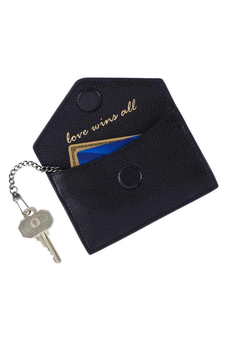 Goldie Leather Card Case, Alternate, color, BLACK