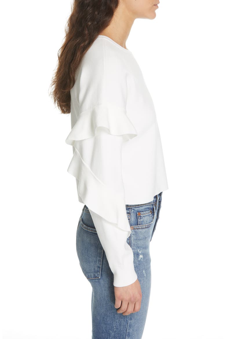 Ruffle Sleeve Sweater, Alternate, color, WHITE