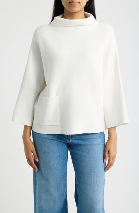 Funnel Neck Patch Pocket Sweater