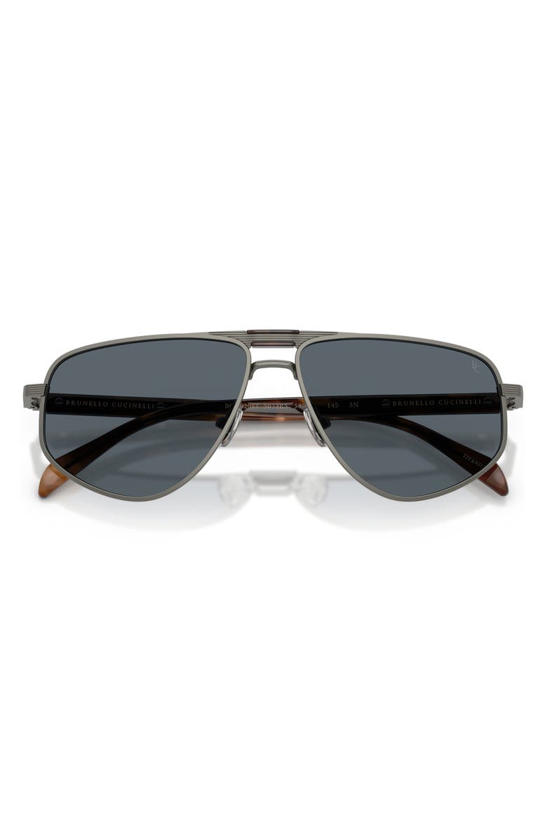 Brunello Cucinelli 58mm Geometric Pilot Sunglasses, Alternate, color, Matte Anthracite