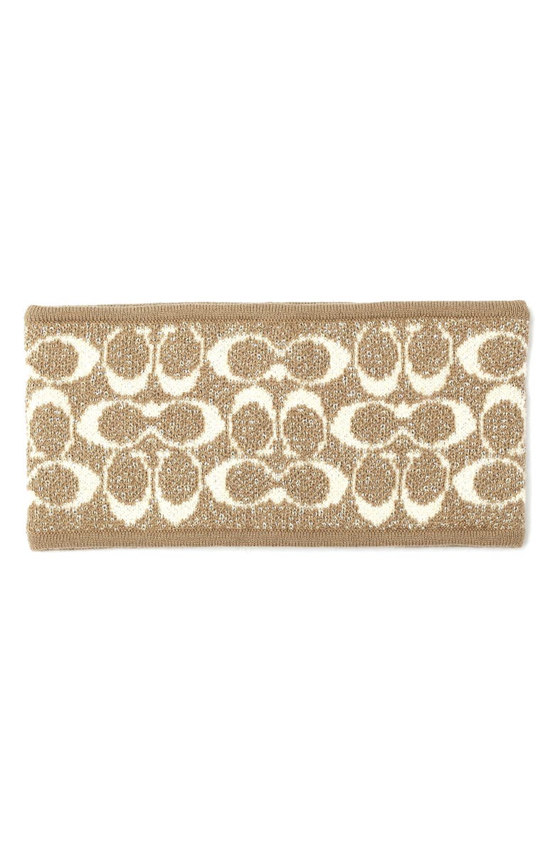 COACH Metallic Signature C Headband, Alternate, color, Grey Birch