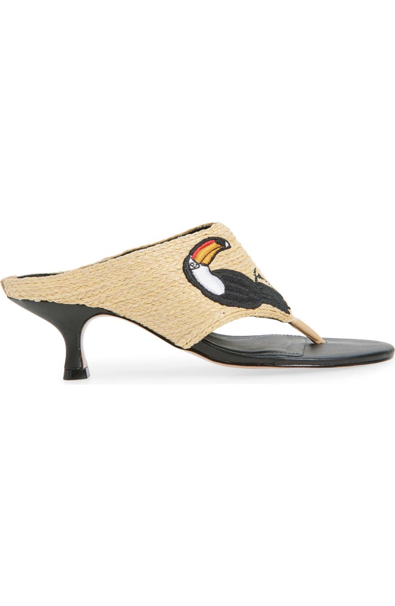 FARM Rio Icons Raffia Kitten Heel Slide Sandal, Alternate, color, Tucan Black