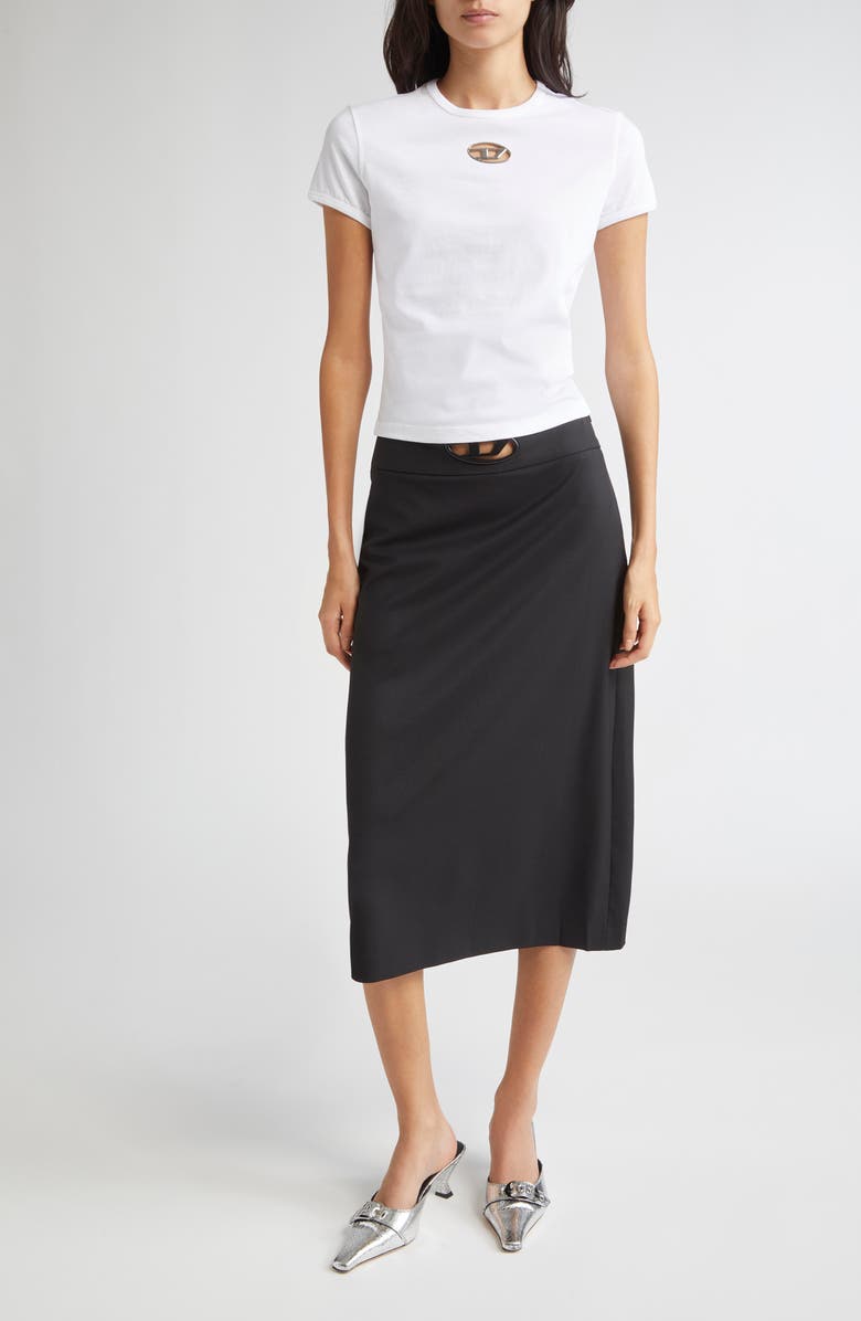 DIESEL<sup>®</sup> Metallic Oval D Cutout A-Line Skirt, Alternate, color, Deep Black