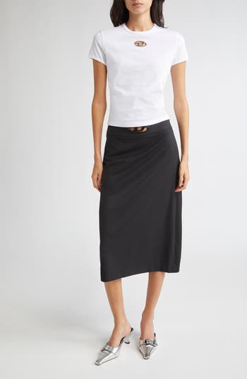 Metallic Oval D Cutout Slim Fit T-Shirt