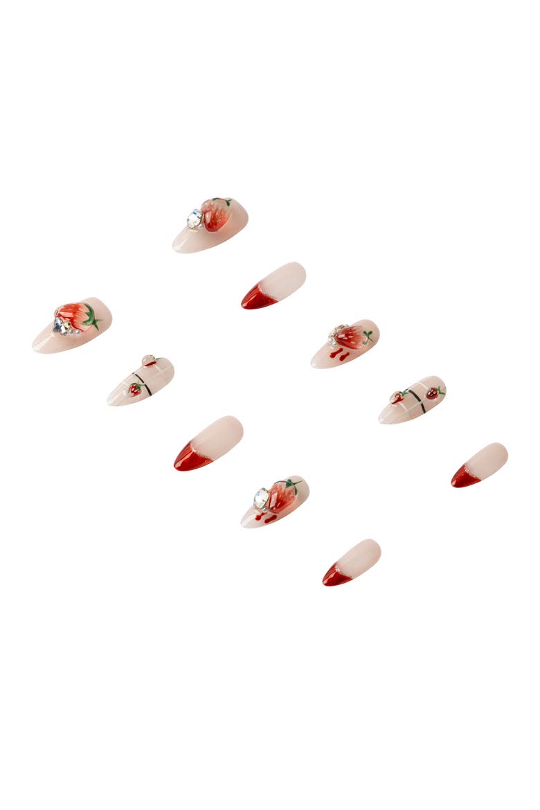 Strawberry Glaze Luxury Handmade Press on Nails, Alternate, color, Red