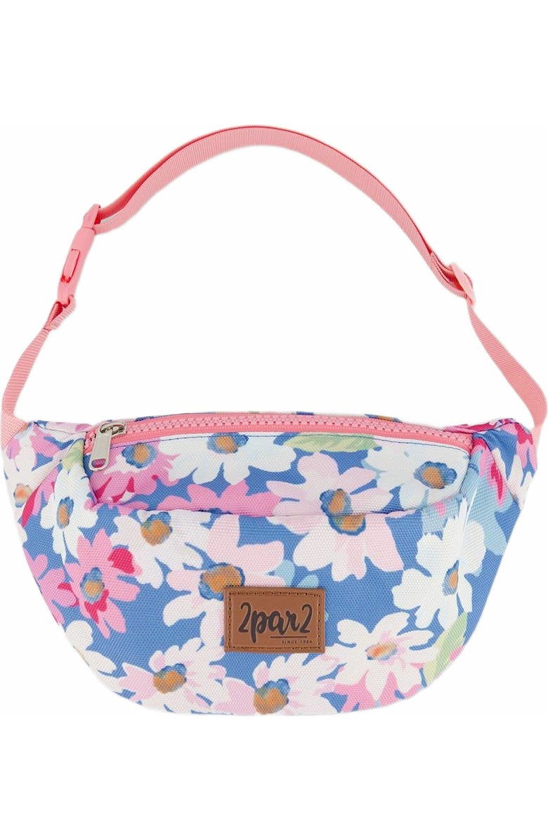 Deux par Deux Girl's Printed Fanny Pack White, Pink, And Green Flowers, Main, color,