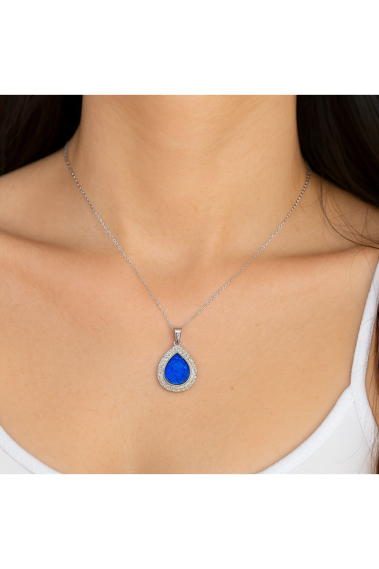 Sterling Silver Blue Opal Necklace, Alternate, color, Blue