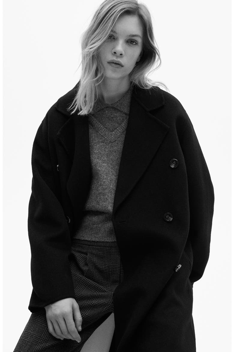 Handmade Oversize Wool Blend Coat, Alternate, color, BLACK