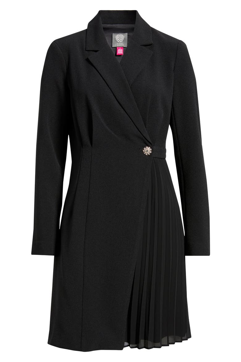 Rhinestone Detail Long Sleeve Stretch Crepe Dress, Alternate, color, BLACK