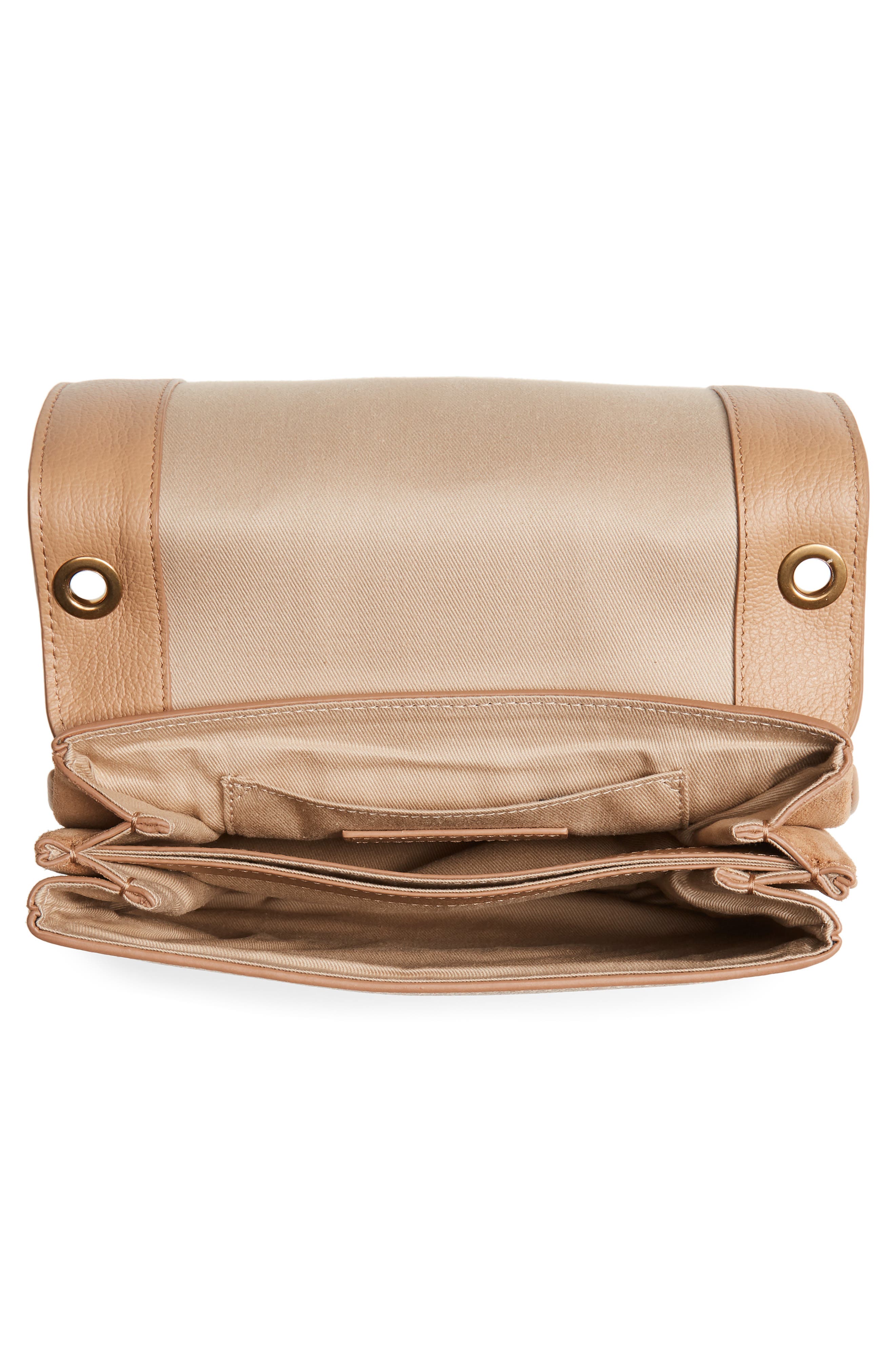 Hana Suede & Leather Shoulder Bag, Alternate, color, COCONUT BROWN