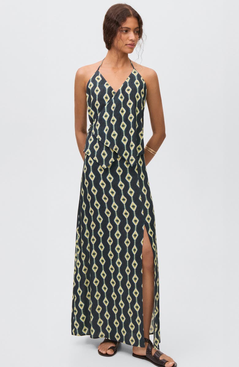 MANGO TEEN Diamond Print Maxi Skirt, Alternate, color, Blue