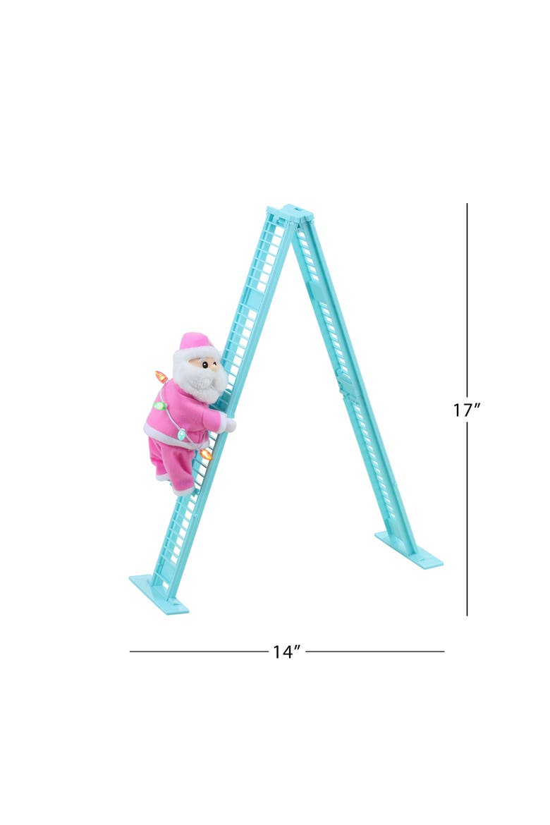 17 in. Animated Pastel Ladder Climbing Santa, Alternate, color, Multicolor