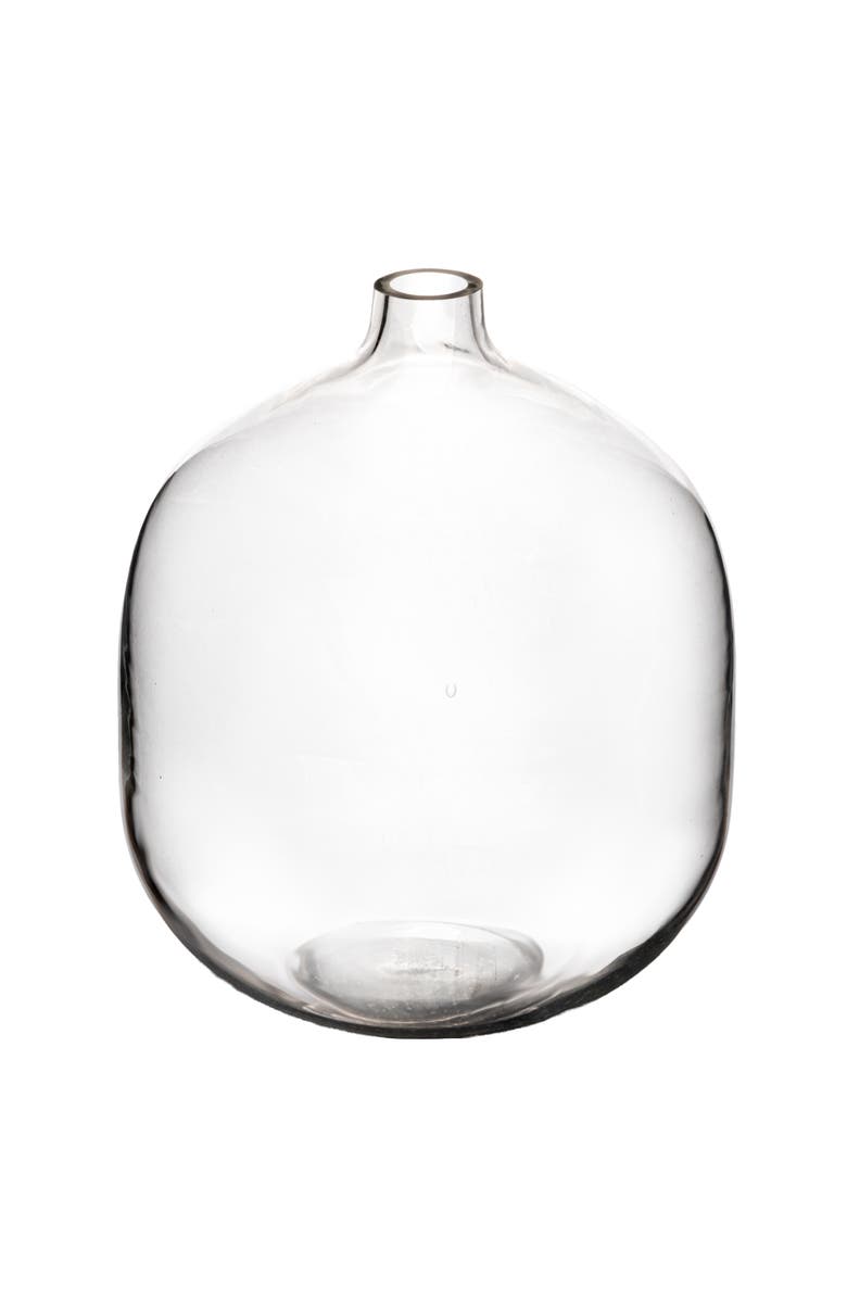 Storied Home Round Glass Vase with Narrow Lip, Clear, Main, color, Clear
