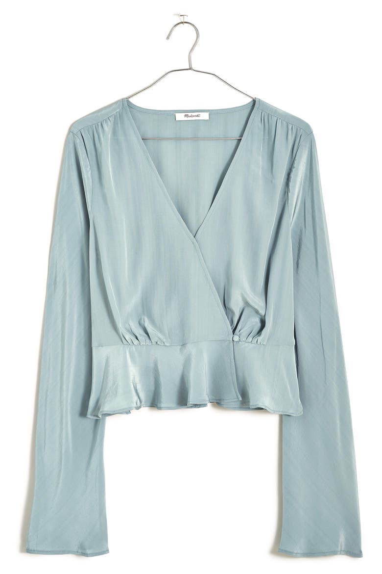 Bell Sleeve Wrap Top, Alternate, color, FADED RIVER
