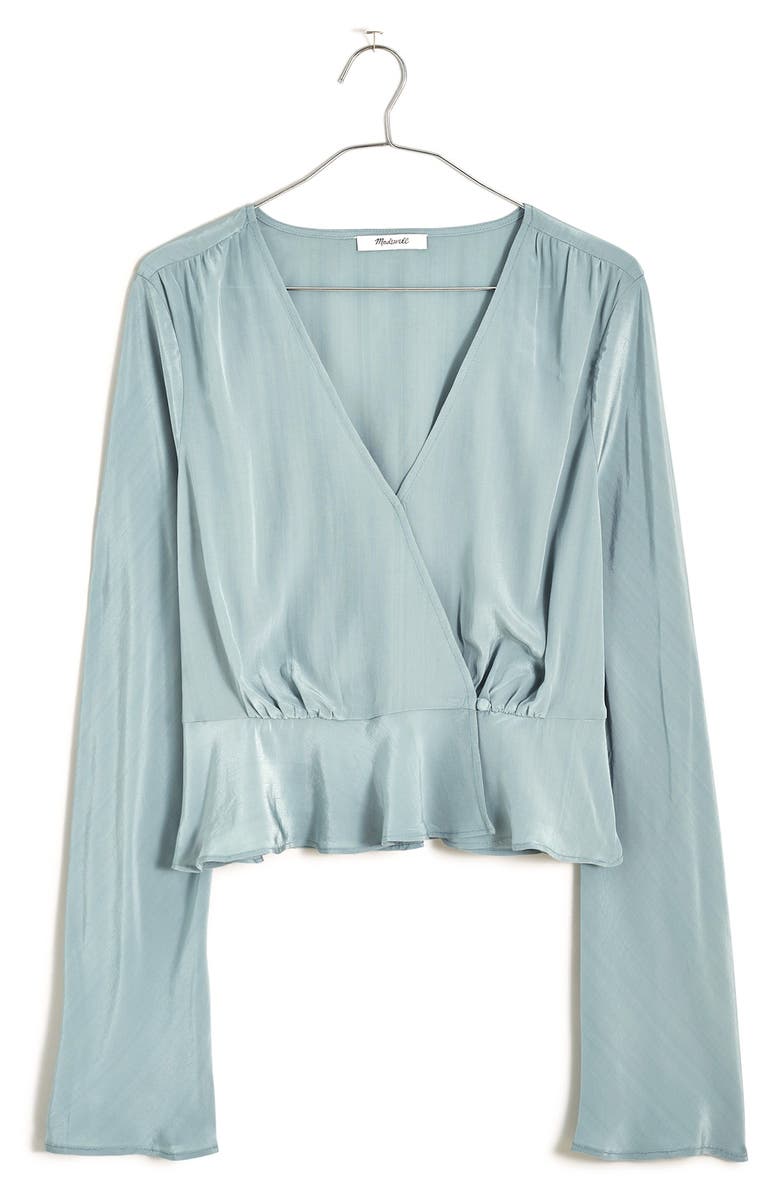 Madewell Bell Sleeve Wrap Top, Alternate, color,