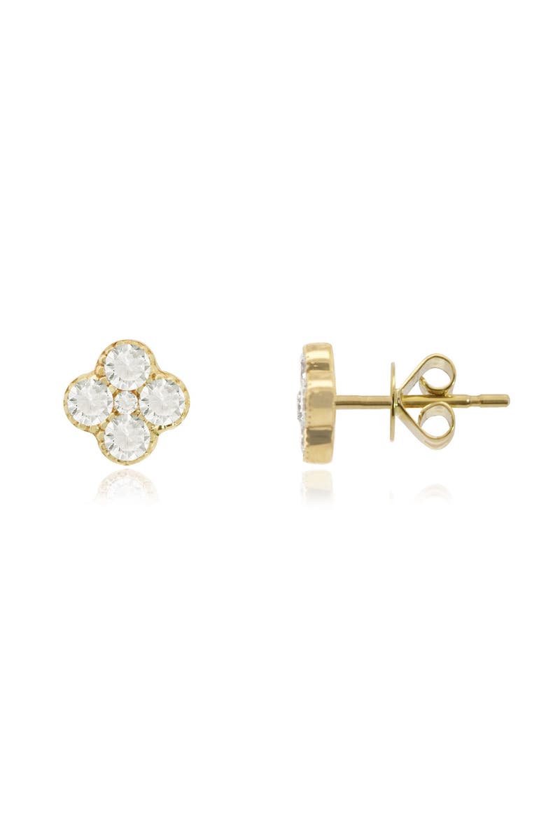 Large Diamond Clover Stud Earrings, Main, color, Yellow Gold