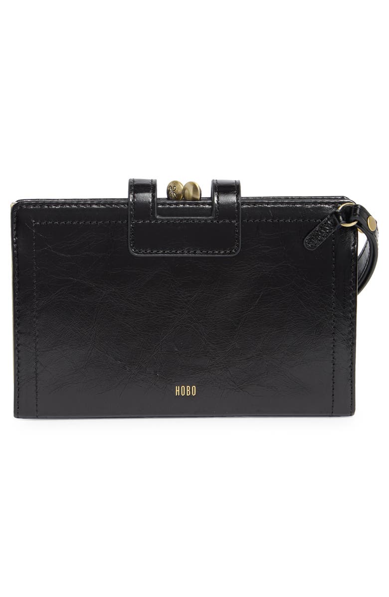 HOBO Violet Leather Wristlet, Alternate, color, Black