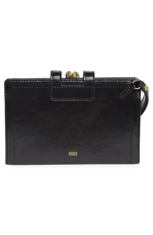 Hobo Violet Leather Wristlet In Black