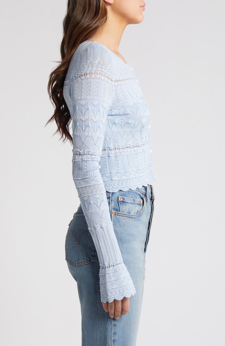 LoveShackFancy Mixed Stitch Crop Cardigan, Alternate, color, 