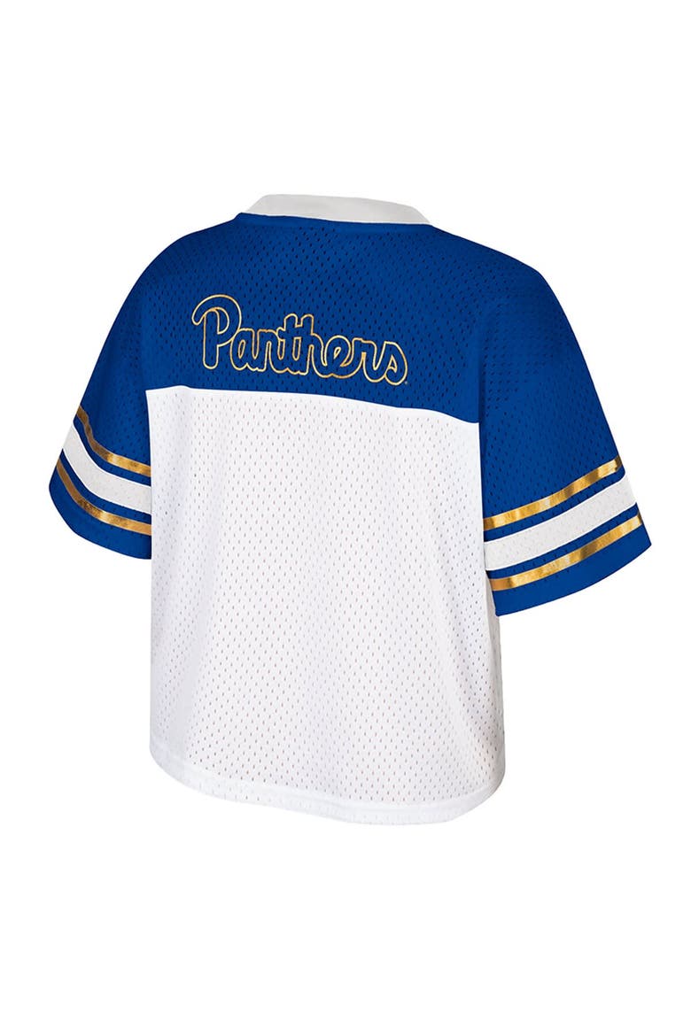 Women's Colosseum  White Pitt Panthers Treasure Cropped Football Jersey, Alternate, color, White