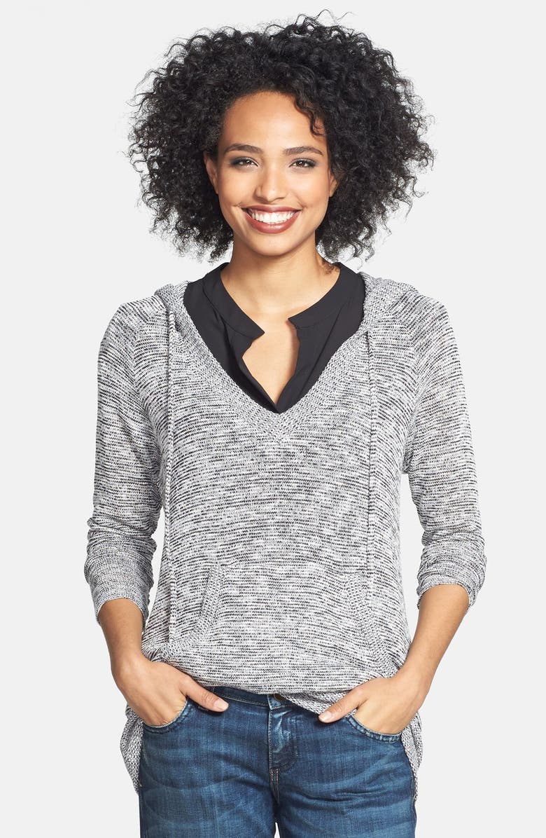 Bobeau Sweater Knit Hoodie, Main, color, 