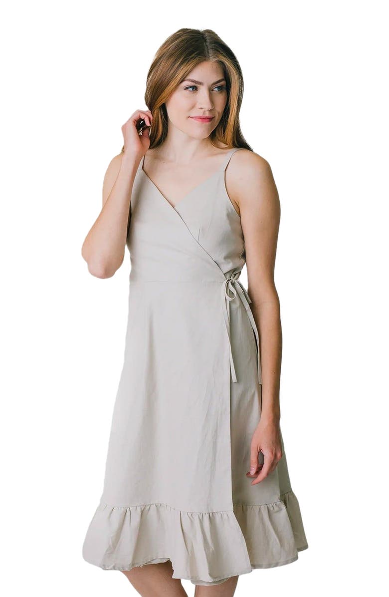 Hope & Henry Women's Ruffle Hem Wrap Dress, Main, color,
