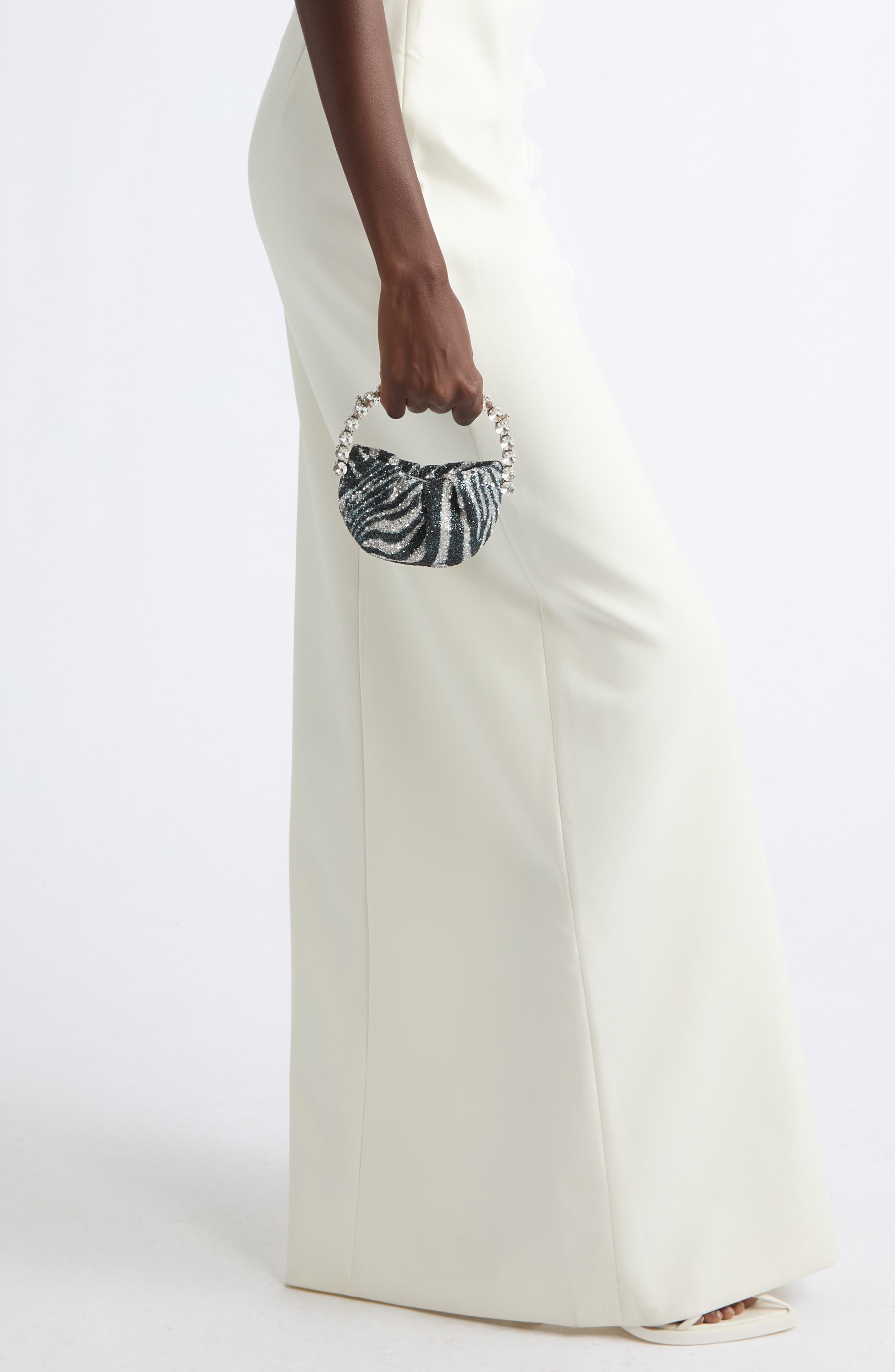 Micro Beaded Satin Eternity Bag, Alternate, color, ZEBRA