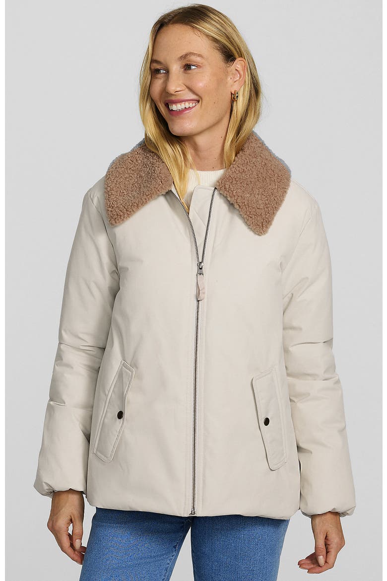 High Pile Collar Insulated Bomber Jacket, Main, color, Pearl Dust