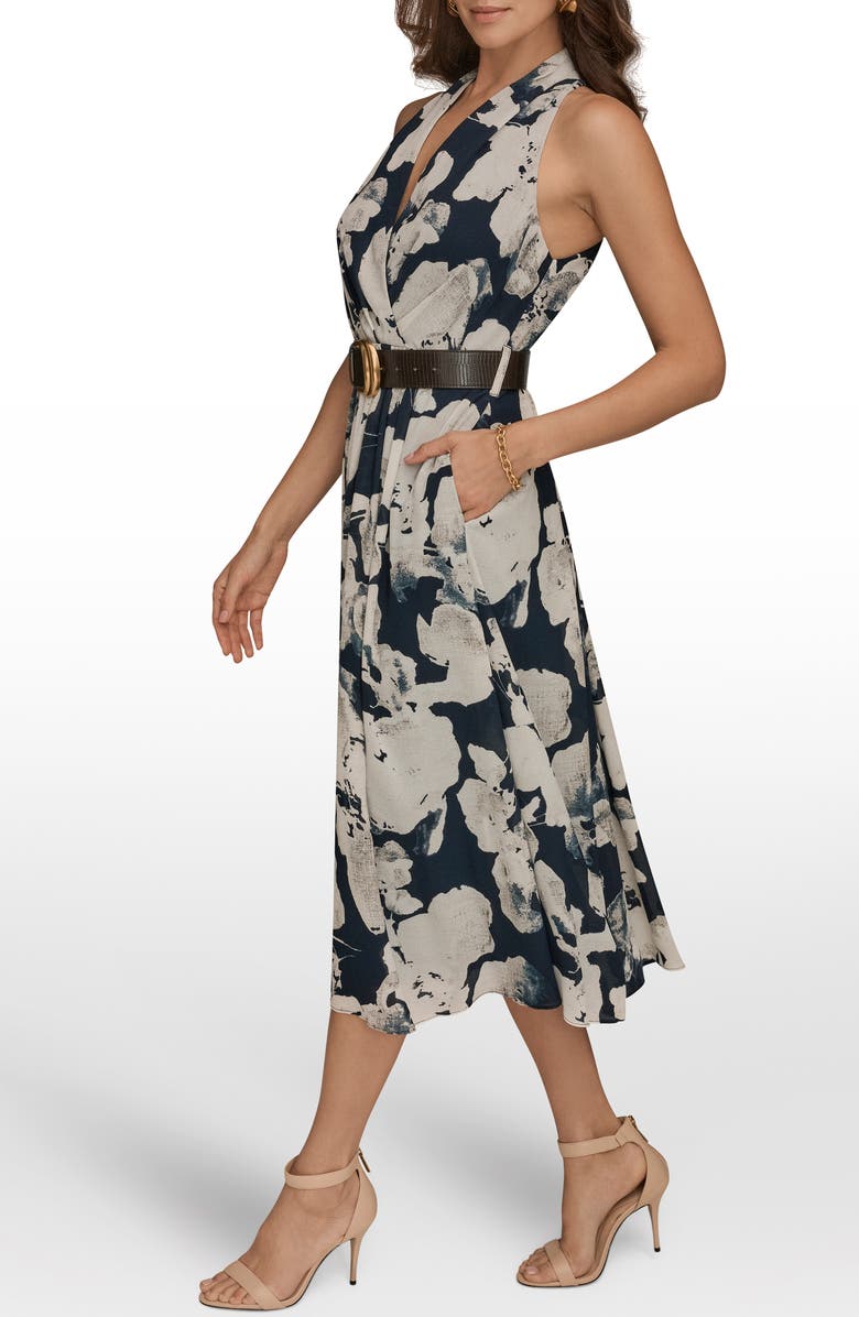 Donna Karan New York Belted Midi Dress, Alternate, color, Nightfall Multi