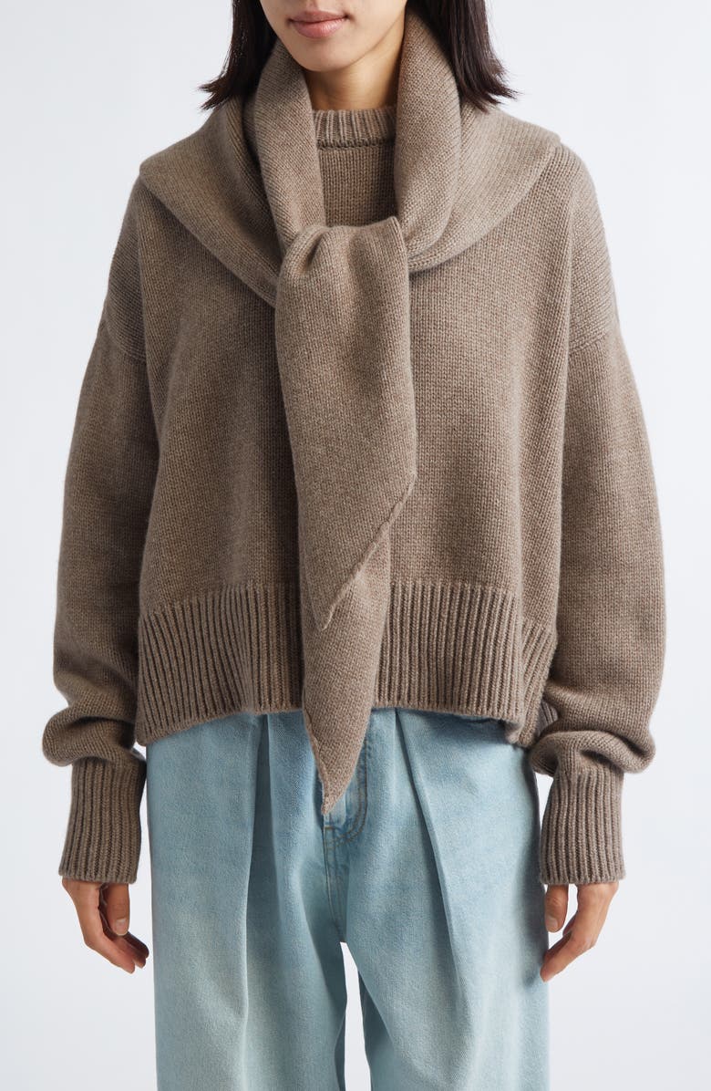 NACKIYÈ Queen's Guard Hooded Merino Wool & Cashmere Scarf, Main, color, Cappuccino